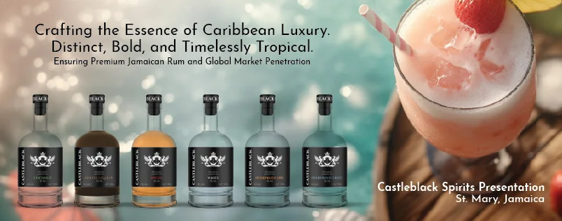 The Castleblack rum range in a presentation banner